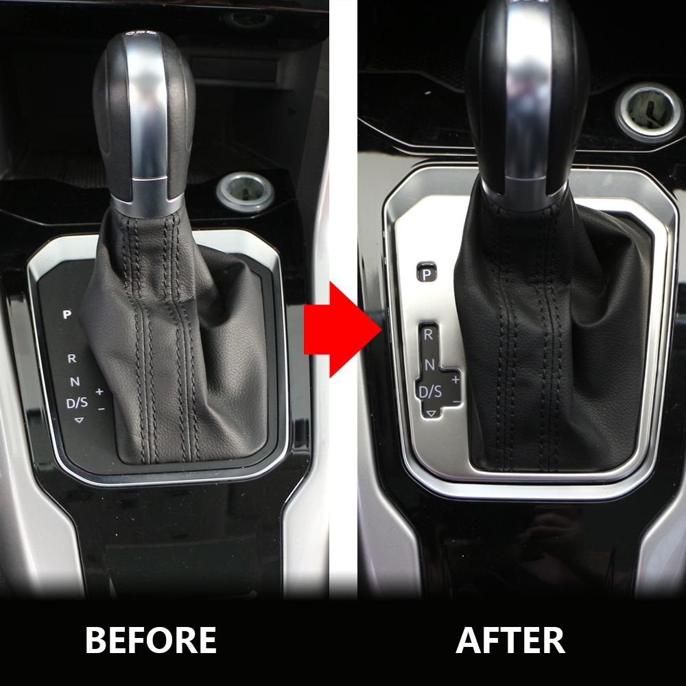 Наклейка-накладка из нержавеющей стали на панель ручки переключения передач для Volkswagen VW Troc T-Roc 2018 2019 2020 2021 AT LHD Аксессуары
