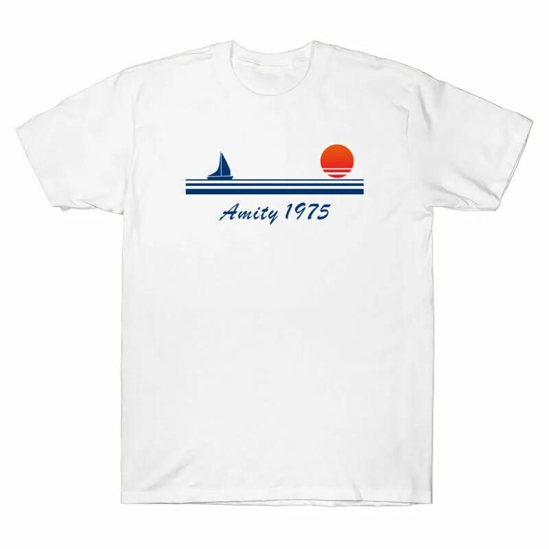 Sunset Sailboat Amity 1975 Vintage Graphic T-shirt