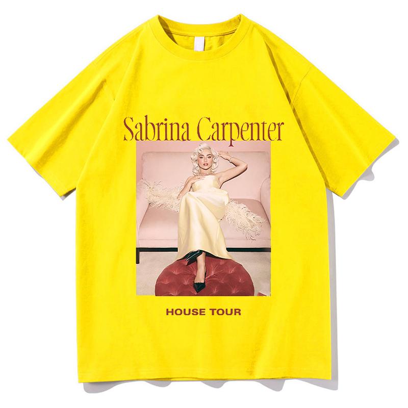 Sabrina Carpenter House Tour Tshirt Graphic Printing Fashion Tees High Quality Cotton Oneck Teeshirt Female Short Sleeve Tops