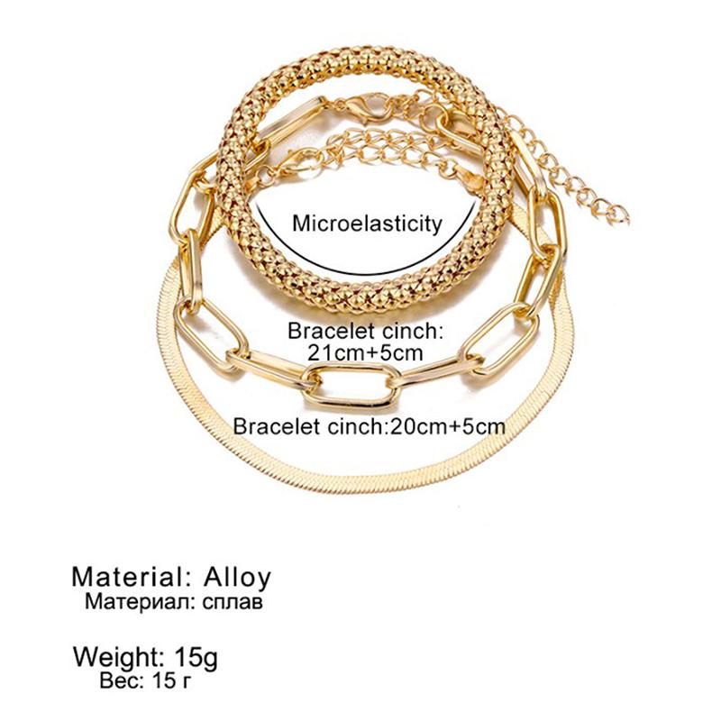 iF ME 3 шт./компл. модные толстые браслеты-цепочки для женщин, винтажные браслеты со змеиной цепочкой золотого, серебряного цвета, набор браслетов в стиле панк, ювелирные изделия