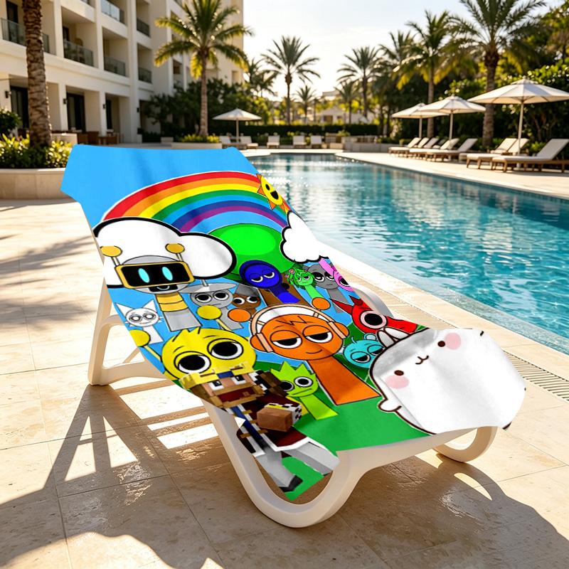 Sprunki Game Print Beach Towel Design, Soft, Lightweight. for Home Bathroom, Spa, Pool, Yoga, Surfing, Camping, Gift for Family, Friend