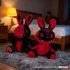 36cm Halloween Rabbit Plush Toy, Spooky Gothic Bunny Stuffed Animal, Red Black Vampire Fangs Demon Creepy Cute Doll Gift Decor