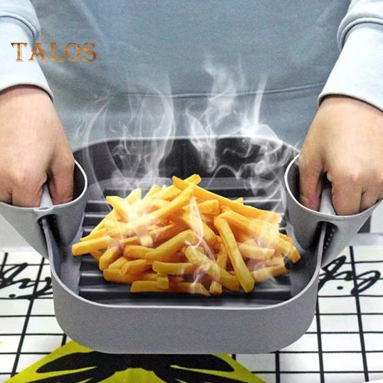 Силиконовый противень для выпечки с ручками для аэрофритюрницы, многоразовые квадратные вкладыши для аэрофритюрницы с антипригарным покрытием, корзина для аэрофритюрницы объемом 4–6 кварты, аксессуары для равномерного нагрева