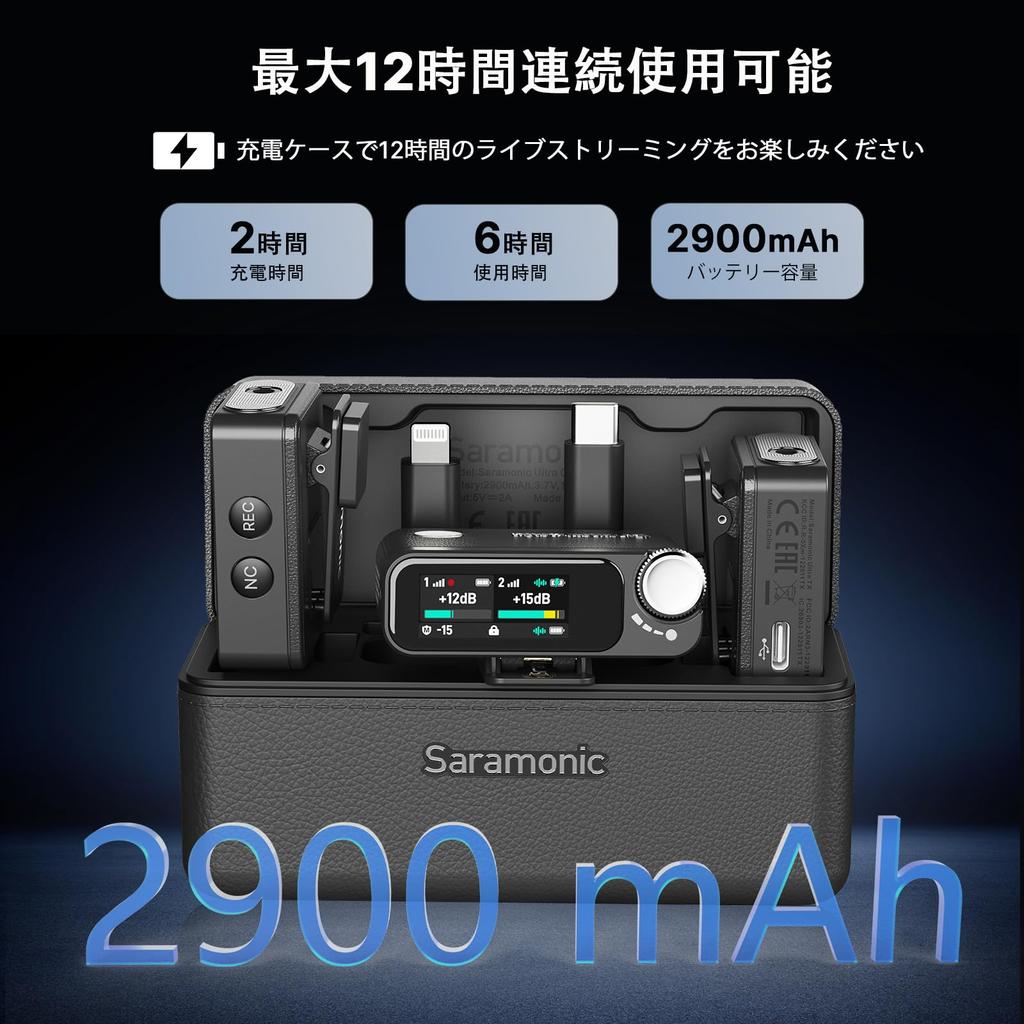 Беспроводная микрофонная система Saramonic Ultra 03 для iPhone, Android, DSLR-камер, петличный, с зажимом, Plug and Play, шумоподавление, 360° захват звука, 6 часов