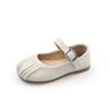 Simple Little Girl Leather Shoes Solid Color Pleated Children's Flats Fashion Versatile Kids Causal Walking Shoes Spring Autumn
