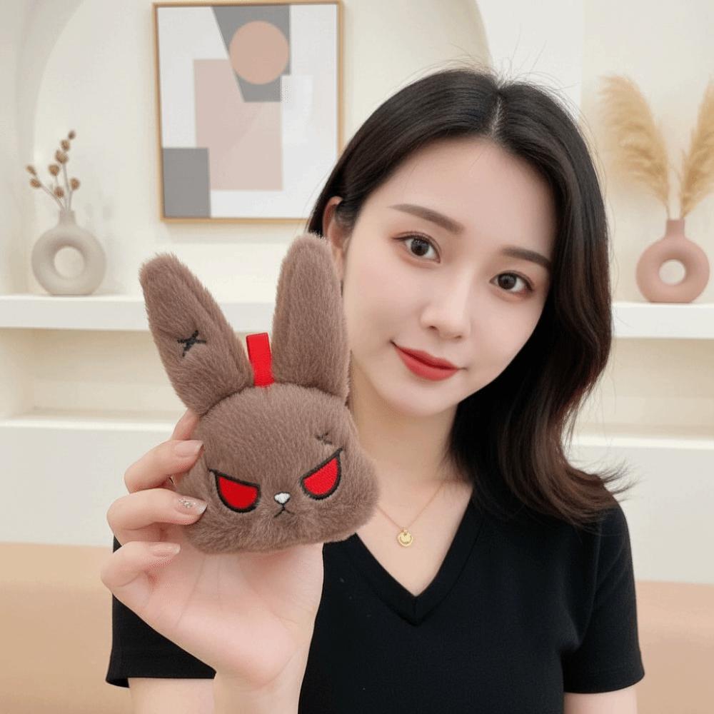 Fluffy Gothic Rabbit Compact Stitched Bunny Bag Pendant Halloween Plushie Goth Lovers