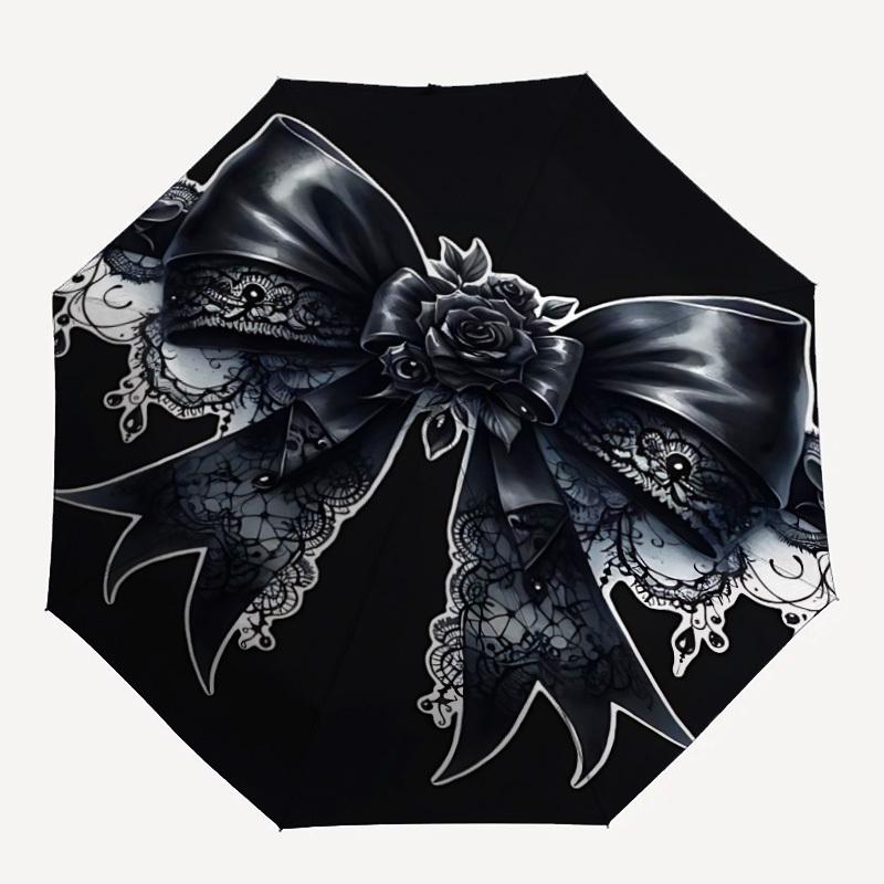 1pc Gothic Bow Automatic Open/Close Umbrella, Lightweight for Women/Men, Perfect Gift - for Everyday or Holiday Eventsyy251127092