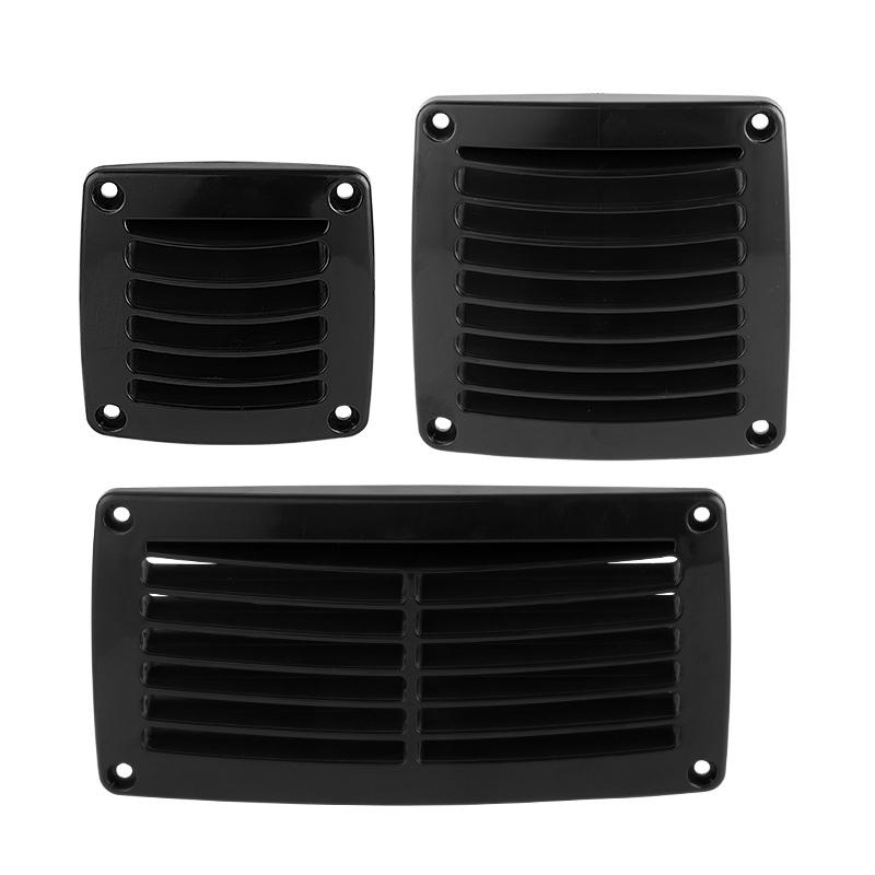 Universal Square Air Vent for Marine Boat & RV, White/Black Louvered Ventilation Grille, Durable Plastic Cover