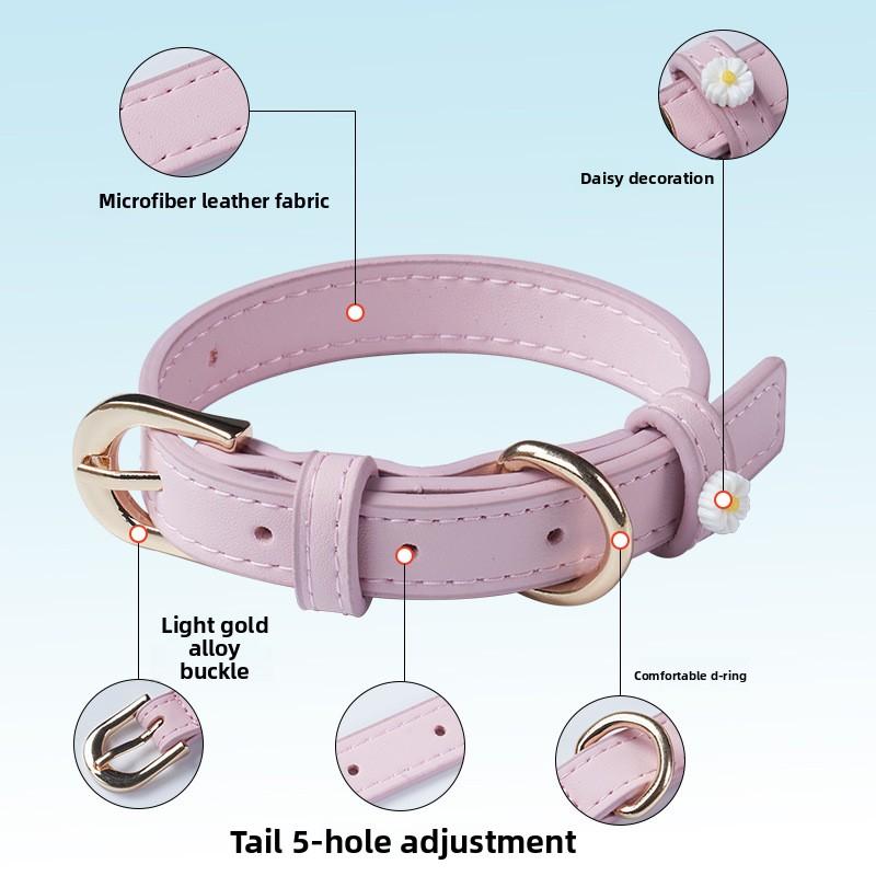 Strictly select the new microfiber leather small daisy cat jewelry collar ultra-light noble pet supplies collar choice