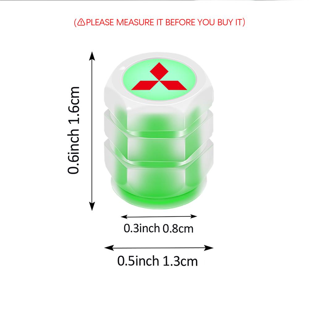 4 шт. Флуоресцентные колпачки на ниппель шины автомобиля, мотоцикла, велосипеда, пылезащитные колпачки для MITSUBISHI Ralliart Outlander ASX EX LANCER AIRTREK