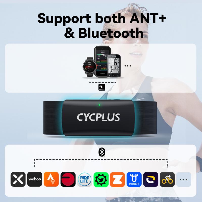 CYCPLUS Нагрудный датчик пульса BLE ANT+ IPX7 Грудной ремень для измерения пульса Аксессуары для велокомпьютера Велоспорт Датчик каденса и скорости