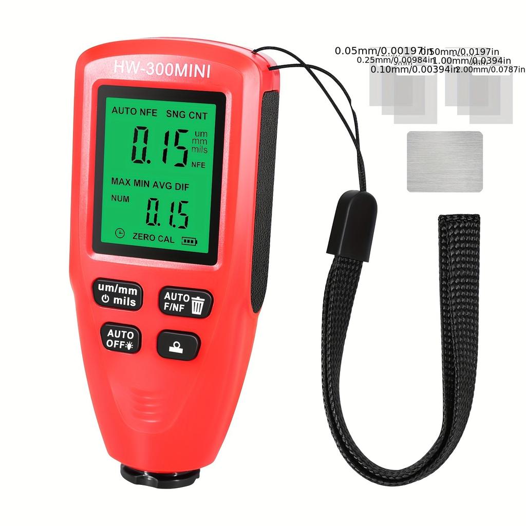 Paint Thickness Gauge, 0-2000um Coating Thickness Gauge for Cars, High Contrast Backlit LCD Display with Auto Digital
