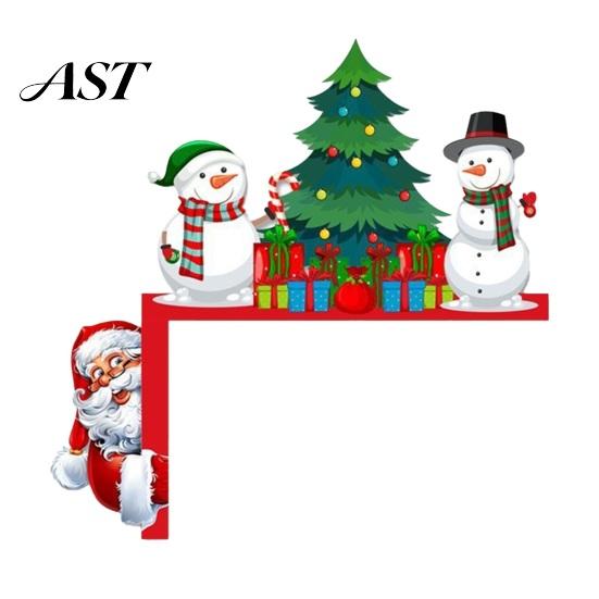 Wooden Door Frame Topper Christmas Topper, Corner Sign, Santa Snowman Gingerbread Winter Home Ornament Man Decor for Holiday Party Decoration Festive