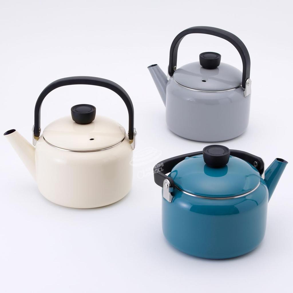 Fuji Enamel Wide-Mouth Kettle, 2.0L, Smoke Blue, Gas and Induction Compatible