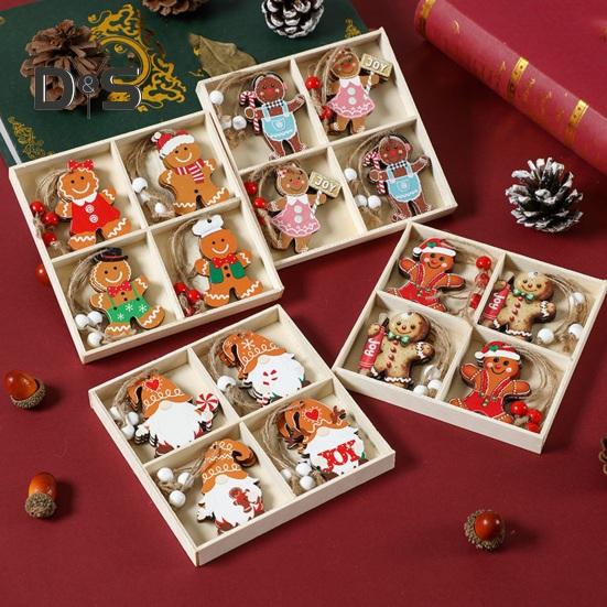 12 шт. рождественские подвесные украшения деревянные пряничные человечки гномы подвеска для рождественской елки украшения для дома кухни праздничные принадлежности для вечеринок