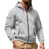 Men’s Autumn/Winter Workwear Multi-Pocket Sweatshirt: Casual, Sporty, Zip-Up, Long-Sleeved, Hooded Cardigan