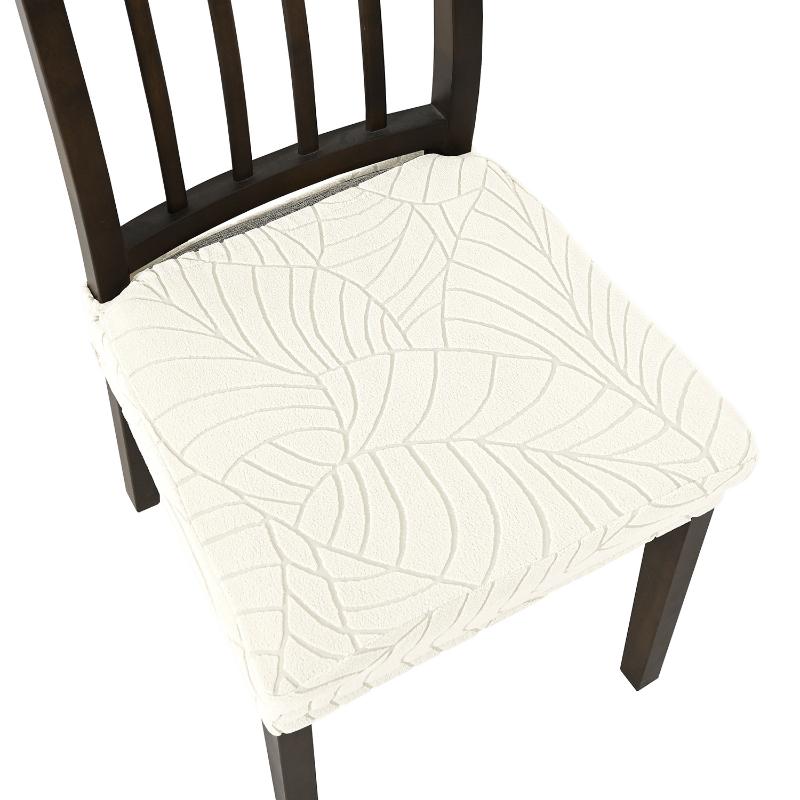 Stretch Dining Chair Cover 1pc Leaf Jacquard Dustproof Slipcover Easy to Install for Home Hotel Wedding Decoration
