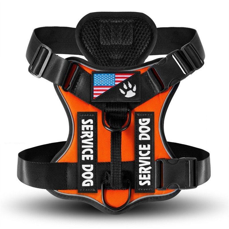 Service Dog Harness, Reflective Dog Vest Harness with 5 PCS Patches, Adjustable Soft Oxford Pet Harness, Inner Layer Mesh, Easy