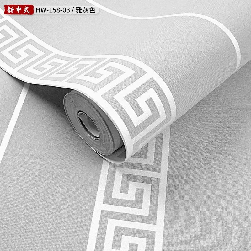 Ретро Серые Обои Китайский Стиль Ключевой Узор Гостиная 3d Трехмерный Дзен Буддийский Зал Классические Домашние Обои