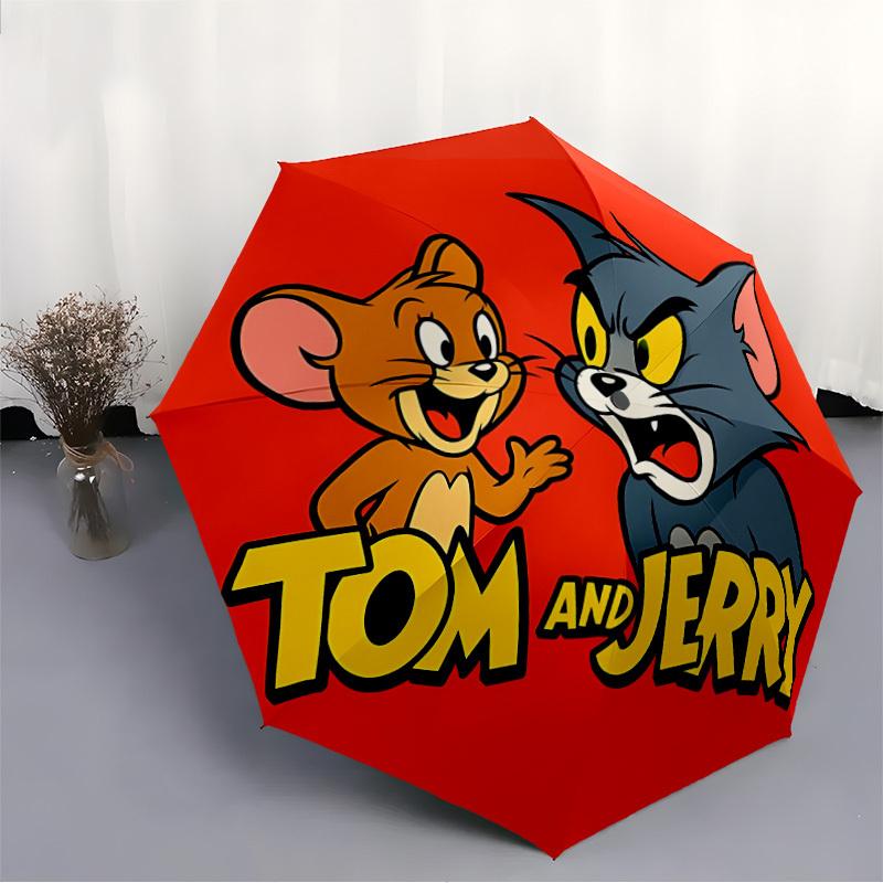 1pc Tom, Jerry Automatic Folding Umbrella - Sturdy 8-Rib Polyester Canopy,Sun-Defying Travel Companion yy251023177