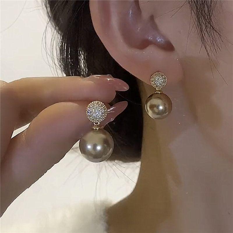 Niche Style Champagne Gold Zircon Best Selling Anti-Allergy Women's Pearl