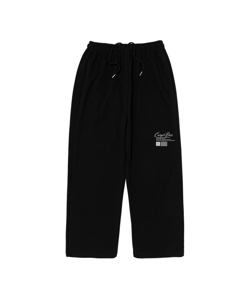 CARGOBROS Lettering Semi-Wide Sweatpants (Black)