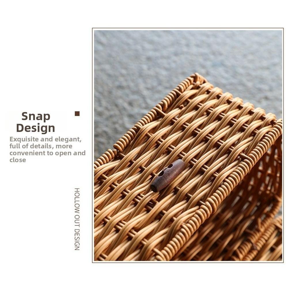 Durable Imitation Rattan Woven Tissue Box Vintage Retro Napkin Holder Handmade Paper Case Organizer Living Room