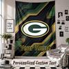 Wall Hanging Tapestry With Custom Name & Text, Green Bay Packers Decorative Tapestry For Bedroom