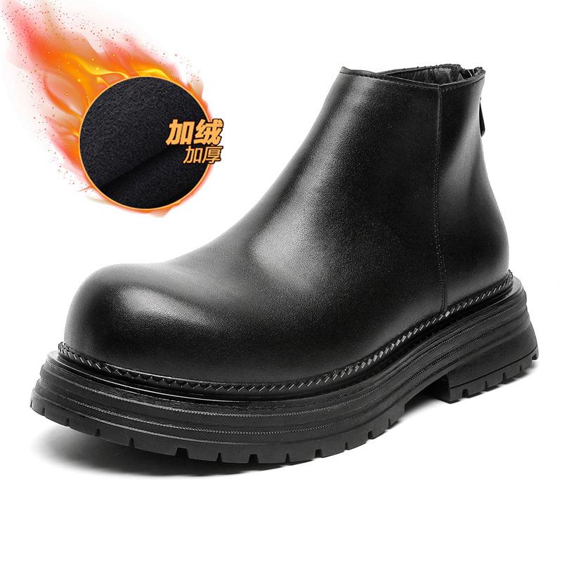 Ботинки Челси Мужские высокие ботинки Британские ботинки-сигареты на платформе с увеличенным голенищем Зимние ботинки Martin 22720-R