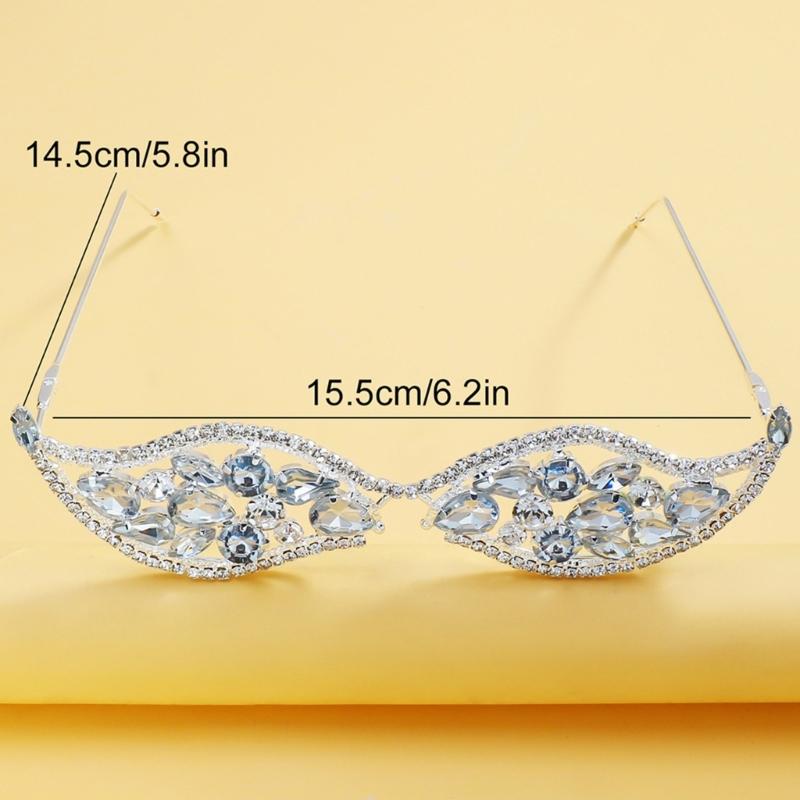 Оправа для очков со стразами без линз, блестящее украшение для лица, хрустальная оправа для очков для женщин, девочек, оправа для солнцезащитных очков