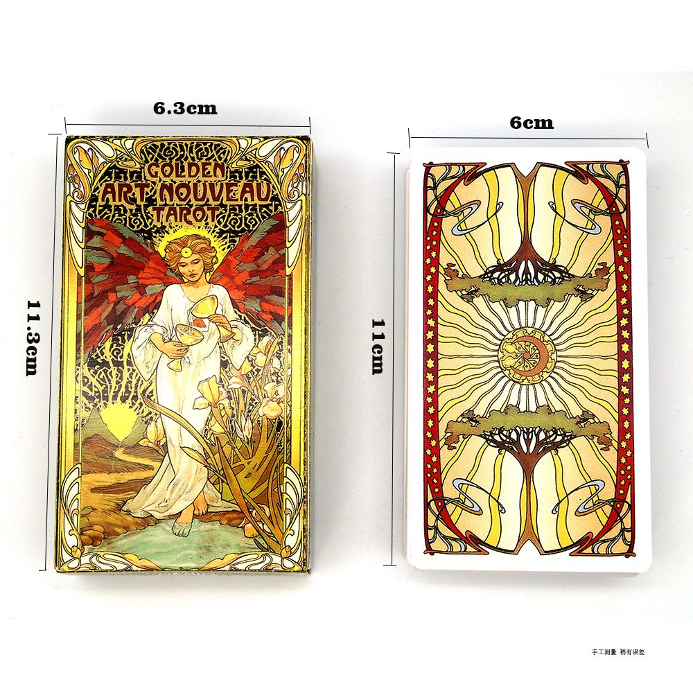 10.3*6cm Golden Art Nouveau Tarot Deck 78 Cards with Guidebook Cards Occult Divination Book Sets for Beginners Classic Art Nouveau Style
