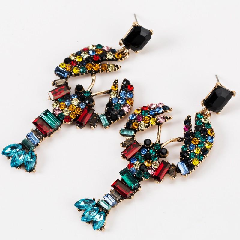 Acrylic Lobster Statement Earrings With Rhinestone Embellishment Women Vintage Chic Fashion Jewelry 2025 Collection
