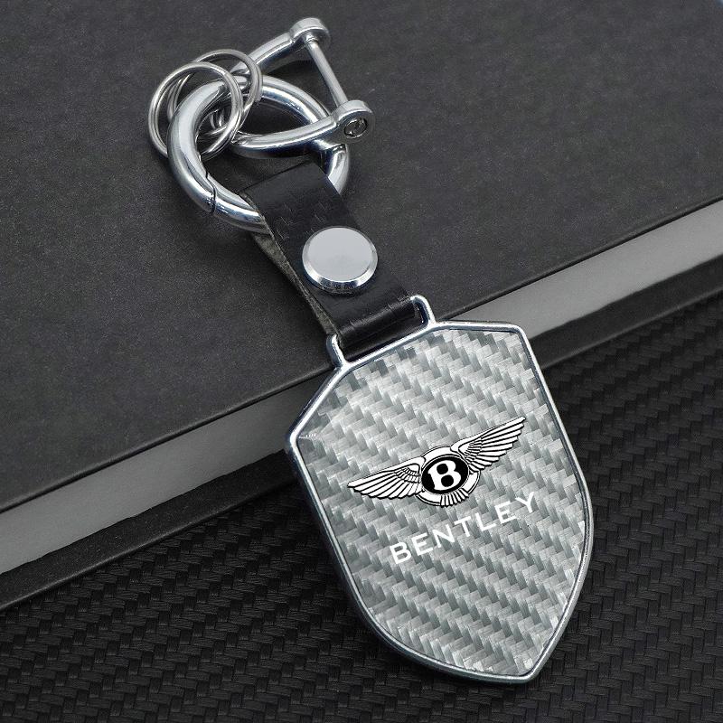 Carbon Fiber B-Bentley-B Car Keychain Keyring Key Ring Pendant for Bentley Continental GT MULLINER Bentayga Flying Hurtling Spur