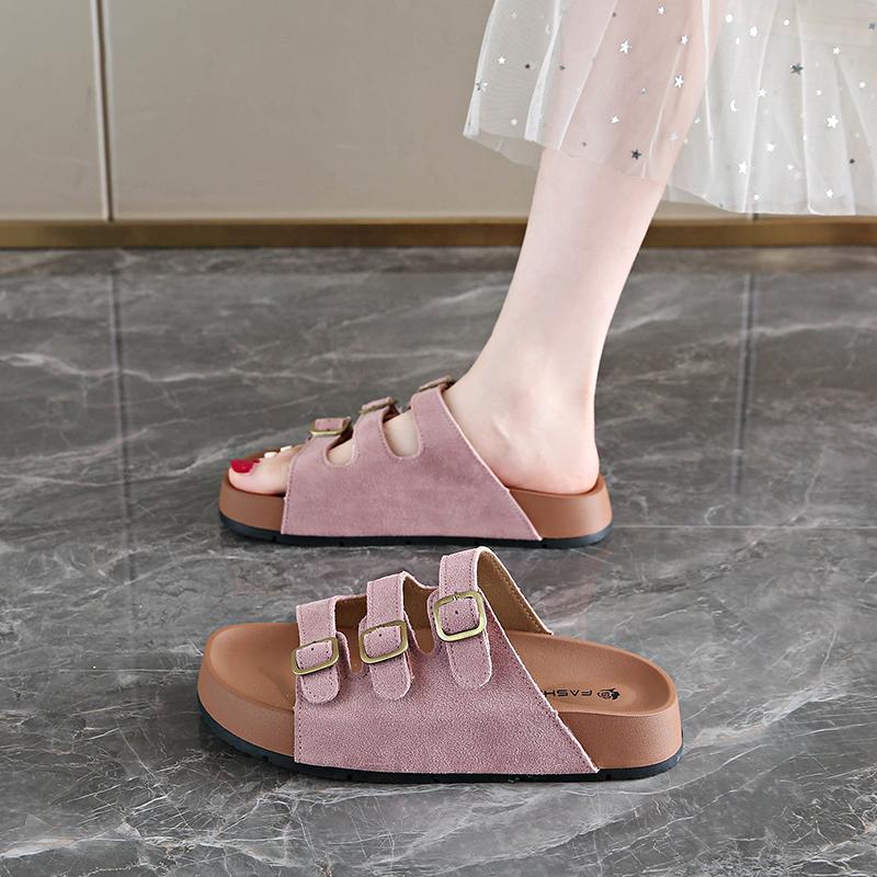 Мода 2025 Мода Шлепанцы женские на толстой подошве Летние Новые женские сандалии Роскошные дизайнерские сандалии Плоская обувь для женщин