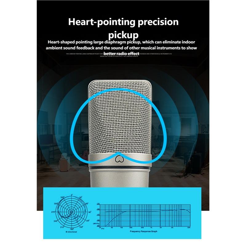 Top Studio Металлический конденсаторный микрофон U87 Профессиональный кардиоидный студийный микрофон для записи Подкастинга Закадрового озвучивания Стриминга Дома А