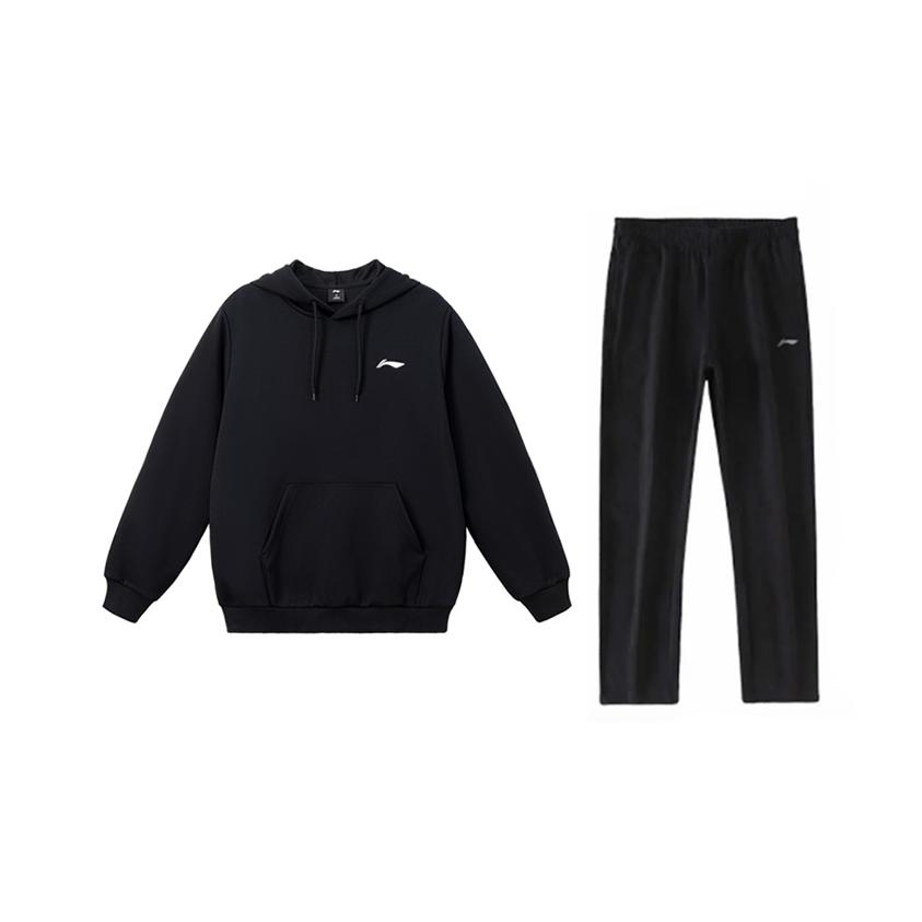Li-Ning Минималистичный однотонный свободный удобный классический универсальный худи-пуловер, повседневный спортивный костюм, унисекс, YWDV383-1+AKLU881-1