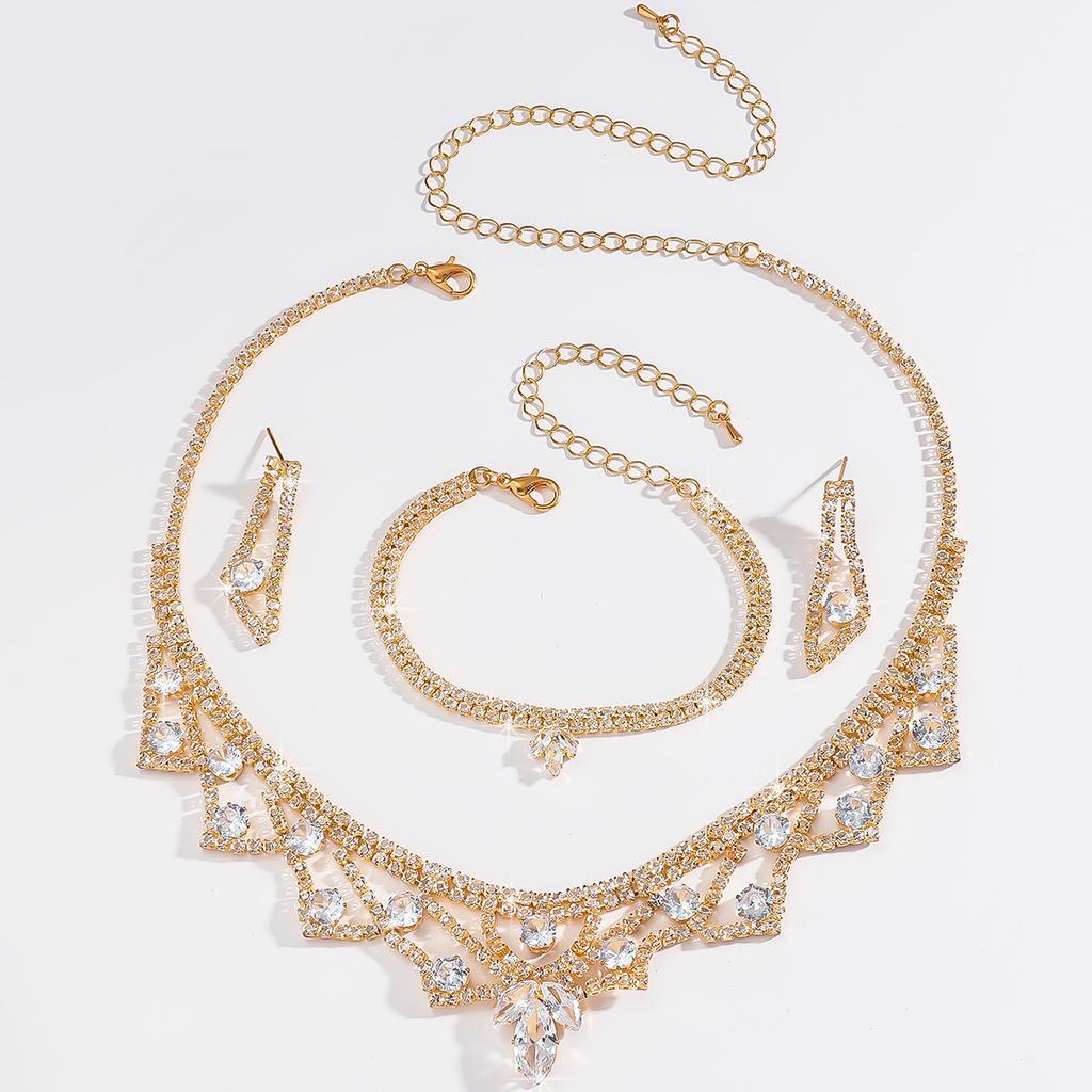 Мода Коготь Цепь Стразы Ожерелье Браслет Серьги Набор Вечернее Платье Ключичная Цепочка Ожерелье Женщины