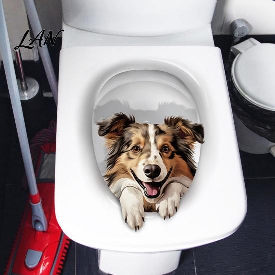Durable Toilet Lid Decals 3D Cartoon Cat Stickers, Waterproof Cute Animal Fun Seat Stickers Sticker, Self-Adhesive Bathroom Wall Decor Decorative for