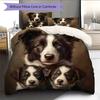 Border Collie Pattern Bedding Home Decoration Birthday Gift (1 * duvet cover + 2 * pillowcase, without core)