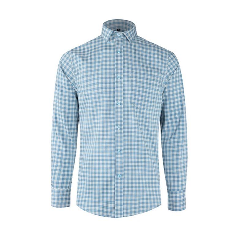 Plaid Shirt Male Long-Sleeved Shirts Spring Autumn Blouse Mens Top Blouse Lapel Button Down Shirts Slim Cardigan for Man