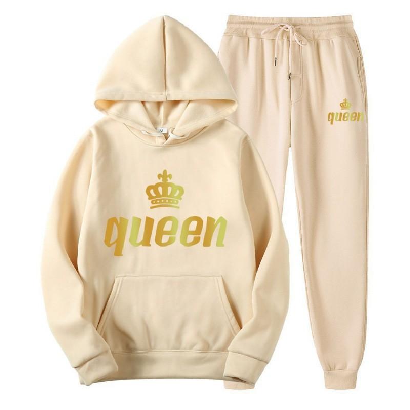 Unisex Hooded Sweatshirt Set Couples Casual Sportswear Matching Outfit