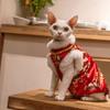 Pet Cat Velvet Vest Dress Red Winter Warm Princess Style Anti-Lick Anti-Pilling Hairless Devon Rex