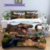 Jurassic Dinosaur Wild Valley Prehistoric Animal Print 3‑Pieces Duvet Cover Set Dino Bedding Without Pillow Core or Comforter
