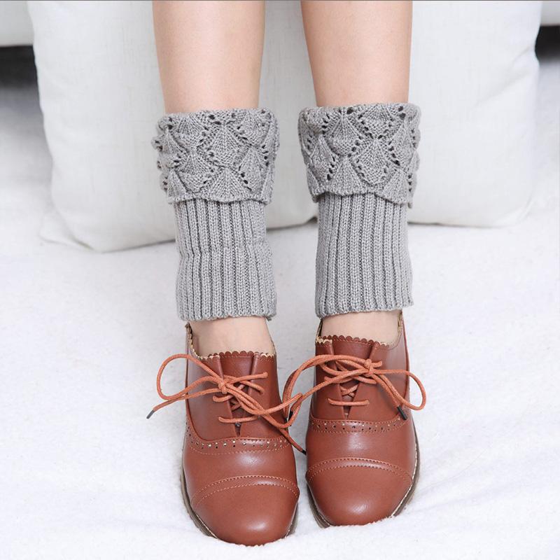 Вязаные короткие гетры с каймой, корейская версия, зимние женские чехлы для обуви, чехлы для ног, новые отворачивающиеся ажурные носки, гетры