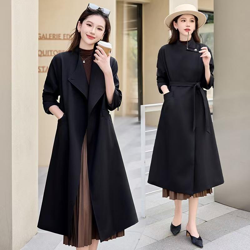 Длинное пальто-ветровка для женщин, новый стиль весны и осени, популярный темперамент и элегантное пальто этого года