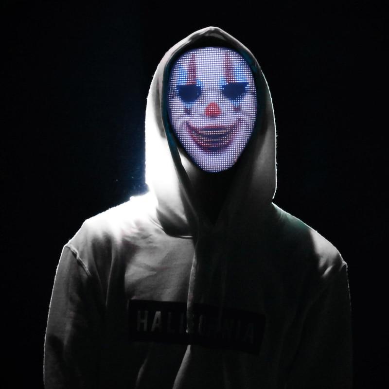 Маска со светодиодной подсветкой и Bluetooth, программируемая, сделай сам, персонализированная маска на Хэллоуин, маскарадная вечеринка, косплей, крутая
