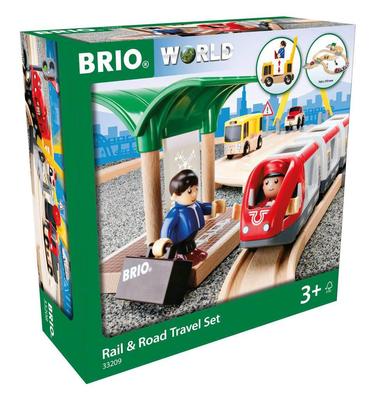 BRIO Набор для путешествий по железной дороге 33209 Деревянный Деревянный Подарок & [Набор из 33 предметов] [Игрушка, Игрушка, Рельсы, Локомотив, Вагон], (День рождения/Рождество)]