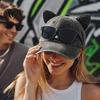 Unisex Hip Hop Cap Cat Ear Trucker Hat, Baseball with Detachable Sunglasses, Fashionable Outdoor Sun Hat Adjustable Pilot Style for Travel UV