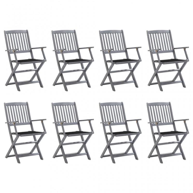 Day and Night - Day and Night Folding Garden Chairs 8 Units and Cushions Solid Acacia Wood