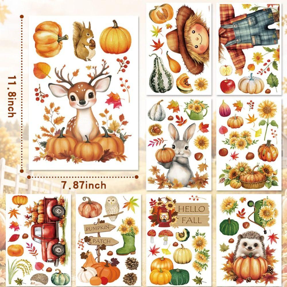 Waterproof Fall Window Clings Reusable Static Cling Decorations Window Decals For Home Decor